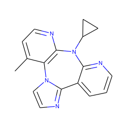 Cc1ccnc2c1-n1ccnc1-c1cccnc1N2C1CC1 ZINC000005892862