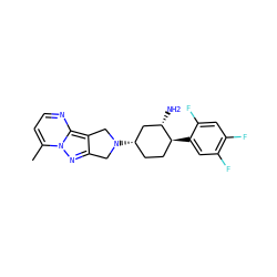 Cc1ccnc2c3c(nn12)CN([C@H]1CC[C@H](c2cc(F)c(F)cc2F)[C@@H](N)C1)C3 ZINC000653871781