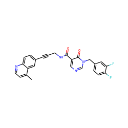 Cc1ccnc2ccc(C#CCNC(=O)c3cncn(Cc4ccc(F)c(F)c4)c3=O)cc12 ZINC000096176346