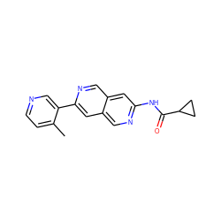 Cc1ccncc1-c1cc2cnc(NC(=O)C3CC3)cc2cn1 ZINC000169700075