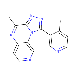 Cc1ccncc1-c1nnc2c(C)nc3ccncc3n12 ZINC000299866845