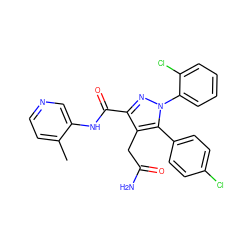 Cc1ccncc1NC(=O)c1nn(-c2ccccc2Cl)c(-c2ccc(Cl)cc2)c1CC(N)=O ZINC000045348057