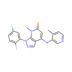 Cc1ccncc1Nc1cc(=O)n(C)c2c1cnn2-c1cc(F)ccc1F ZINC000043060079