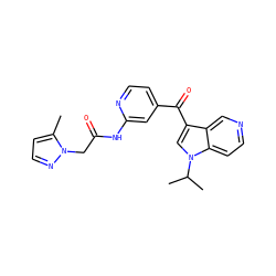 Cc1ccnn1CC(=O)Nc1cc(C(=O)c2cn(C(C)C)c3ccncc23)ccn1 ZINC001772603211