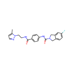 Cc1ccnn1CCNC(=O)c1ccc(NC(=O)N2Cc3ccc(F)cc3C2)cc1 ZINC000167980345