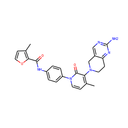 Cc1ccoc1C(=O)Nc1ccc(-n2ccc(C)c(N3CCc4nc(N)ncc4C3)c2=O)cc1 ZINC001772617106