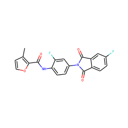 Cc1ccoc1C(=O)Nc1ccc(N2C(=O)c3ccc(F)cc3C2=O)cc1F ZINC000653701094