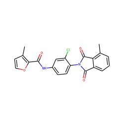 Cc1ccoc1C(=O)Nc1ccc(N2C(=O)c3cccc(C)c3C2=O)c(Cl)c1 ZINC000473154397