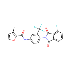 Cc1ccoc1C(=O)Nc1ccc(N2C(=O)c3cccc(F)c3C2=O)c(C(F)(F)F)c1 ZINC000473170024