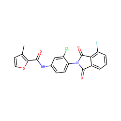 Cc1ccoc1C(=O)Nc1ccc(N2C(=O)c3cccc(F)c3C2=O)c(Cl)c1 ZINC000473154424