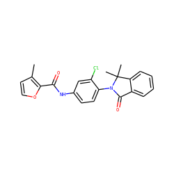 Cc1ccoc1C(=O)Nc1ccc(N2C(=O)c3ccccc3C2(C)C)c(Cl)c1 ZINC000653747415