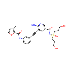 Cc1ccoc1C(=O)Nc1cccc(C#Cc2cc(C(=O)N=S(=O)(CCCO)CCCO)cnc2N)c1 ZINC001772615100