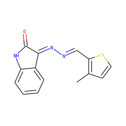 Cc1ccsc1/C=N/N=C1/C(=O)Nc2ccccc21 ZINC000000310503