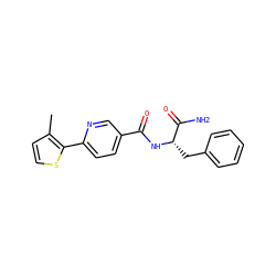 Cc1ccsc1-c1ccc(C(=O)N[C@@H](Cc2ccccc2)C(N)=O)cn1 ZINC000199000281