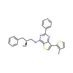 Cc1ccsc1-c1csc2c(NC[C@@H](N)Cc3ccccc3)nc(-c3ccncc3)nc12 ZINC000223669787
