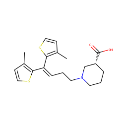 Cc1ccsc1C(=CCCN1CCC[C@@H](C(=O)O)C1)c1sccc1C ZINC000003831531