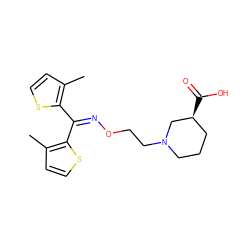 Cc1ccsc1C(=NOCCN1CCC[C@H](C(=O)O)C1)c1sccc1C ZINC000013799980