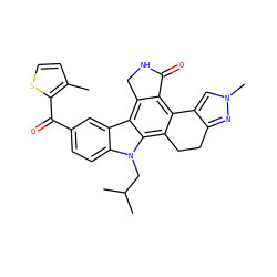 Cc1ccsc1C(=O)c1ccc2c(c1)c1c3c(c4c(c1n2CC(C)C)CCc1nn(C)cc1-4)C(=O)NC3 ZINC000029125819