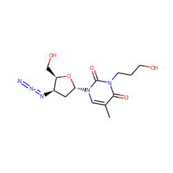 Cc1cn([C@@H]2C[C@@H](N=[N+]=[N-])[C@@H](CO)O2)c(=O)n(CCCO)c1=O ZINC000029322534