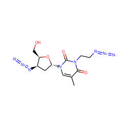 Cc1cn([C@@H]2C[C@@H](N=[N+]=[N-])[C@@H](CO)O2)c(=O)n(CCN=[N+]=[N-])c1=O ZINC000029341246