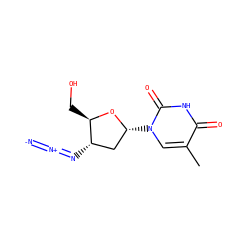 Cc1cn([C@@H]2C[C@H](N=[N+]=[N-])[C@@H](CO)O2)c(=O)[nH]c1=O ZINC000003978074