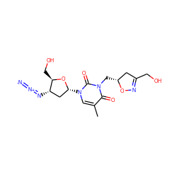 Cc1cn([C@@H]2C[C@H](N=[N+]=[N-])[C@@H](CO)O2)c(=O)n(C[C@@H]2CC(CO)=NO2)c1=O ZINC000029322256