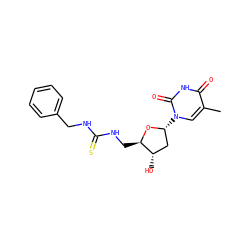 Cc1cn([C@@H]2C[C@H](O)[C@@H](CNC(=S)NCc3ccccc3)O2)c(=O)[nH]c1=O ZINC000028864720