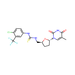 Cc1cn([C@@H]2CC[C@@H](CNC(=S)Nc3ccc(Cl)c(C(F)(F)F)c3)O2)c(=O)[nH]c1=O ZINC000028864857