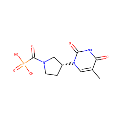 Cc1cn([C@@H]2CCN(C(=O)P(=O)(O)O)C2)c(=O)[nH]c1=O ZINC000045366214