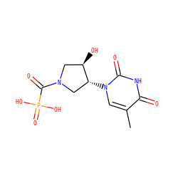 Cc1cn([C@@H]2CN(C(=O)P(=O)(O)O)C[C@H]2O)c(=O)[nH]c1=O ZINC000045370388