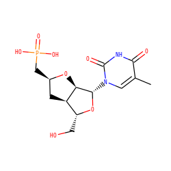Cc1cn([C@@H]2O[C@H](CO)[C@H]3C[C@@H](CP(=O)(O)O)O[C@H]32)c(=O)[nH]c1=O ZINC000035080084