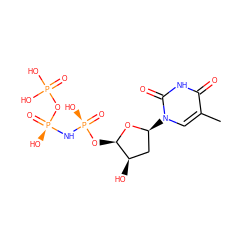 Cc1cn([C@H]2C[C@@H](O)[C@@H](O[P@](=O)(O)N[P@@](=O)(O)OP(=O)(O)O)O2)c(=O)[nH]c1=O ZINC000036152060