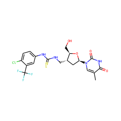 Cc1cn([C@H]2C[C@H](CNC(=S)Nc3ccc(Cl)c(C(F)(F)F)c3)[C@@H](CO)O2)c(=O)[nH]c1=O ZINC000028864411