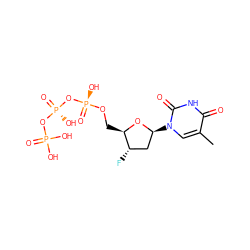 Cc1cn([C@H]2C[C@H](F)[C@@H](CO[P@@](=O)(O)O[P@@](=O)(O)OP(=O)(O)O)O2)c(=O)[nH]c1=O ZINC000013540929
