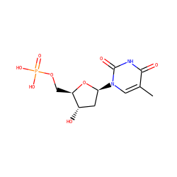 Cc1cn([C@H]2C[C@H](O)[C@@H](COP(=O)(O)O)O2)c(=O)[nH]c1=O ZINC000001678872