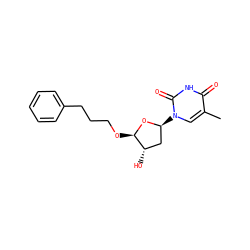 Cc1cn([C@H]2C[C@H](O)[C@@H](OCCCc3ccccc3)O2)c(=O)[nH]c1=O ZINC000029341587