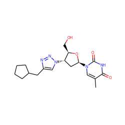 Cc1cn([C@H]2C[C@H](n3cc(CC4CCCC4)nn3)[C@@H](CO)O2)c(=O)[nH]c1=O ZINC000049067299