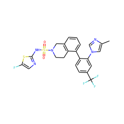 Cc1cn(-c2cc(C(F)(F)F)ccc2-c2cccc3c2CCN(S(=O)(=O)Nc2ncc(F)s2)C3)cn1 ZINC000147390602