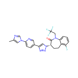 Cc1cn(-c2ccc(-c3cn([C@H]4CCc5c(F)cccc5N(CC(F)(F)F)C4=O)nn3)cn2)cn1 ZINC000473127436