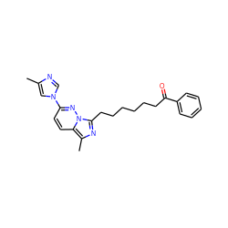 Cc1cn(-c2ccc3c(C)nc(CCCCCCC(=O)c4ccccc4)n3n2)cn1 ZINC000005892895