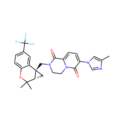 Cc1cn(-c2ccc3n(c2=O)CCN(C[C@@]24C[C@@H]2C(C)(C)Oc2ccc(C(F)(F)F)cc24)C3=O)cn1 ZINC001501054796