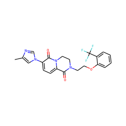 Cc1cn(-c2ccc3n(c2=O)CCN(CCOc2ccccc2C(F)(F)F)C3=O)cn1 ZINC000103247233