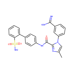 Cc1cn(-c2cccc(C(=N)N)c2)c(C(=O)Nc2ccc(-c3ccccc3S(N)(=O)=O)cc2)n1 ZINC000027728501