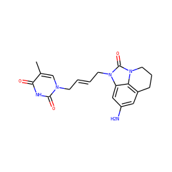 Cc1cn(C/C=C/Cn2c(=O)n3c4c(cc(N)cc42)CCC3)c(=O)[nH]c1=O ZINC000066262796