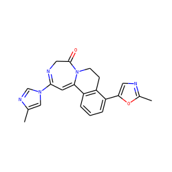 Cc1cn(C2=NCC(=O)N3CCc4c(cccc4-c4cnc(C)o4)C3=C2)cn1 ZINC000149135697