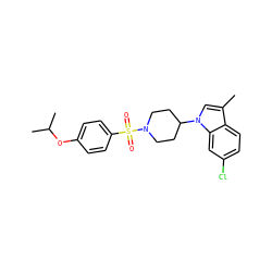 Cc1cn(C2CCN(S(=O)(=O)c3ccc(OC(C)C)cc3)CC2)c2cc(Cl)ccc12 ZINC000169699807