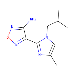 Cc1cn(CC(C)C)c(-c2nonc2N)n1 ZINC000035940270