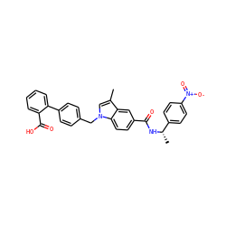 Cc1cn(Cc2ccc(-c3ccccc3C(=O)O)cc2)c2ccc(C(=O)N[C@@H](C)c3ccc([N+](=O)[O-])cc3)cc12 ZINC000198620328