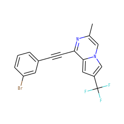 Cc1cn2cc(C(F)(F)F)cc2c(C#Cc2cccc(Br)c2)n1 ZINC000029125451