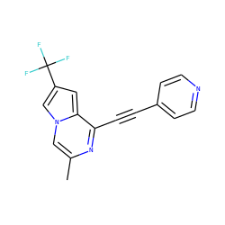 Cc1cn2cc(C(F)(F)F)cc2c(C#Cc2ccncc2)n1 ZINC000029125921